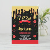 Geel Rood Groen Pizza Verjaardag Uitnodigingen (Staand voorkant)