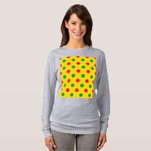 Geel Rood Groen Stippen Design T-shirt