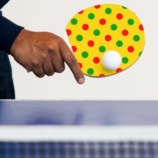 Geel Rood Groen Stippen Design Tafeltennisbatje (Insitu)