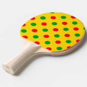 Geel Rood Groen Stippen Design Tafeltennisbatje (Voorkant Gekanteld)