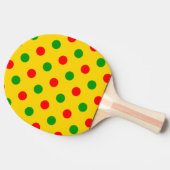 Geel Rood Groen Stippen Design Tafeltennisbatje (Zijkant)