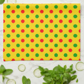 Geel Rood Groen Stippen Design Theedoek (Gevouwen)