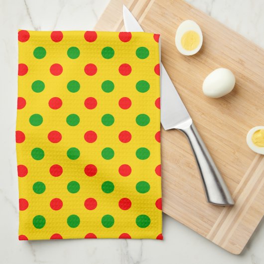 Geel Rood Groen Stippen Design Theedoek (Quarter Fold)