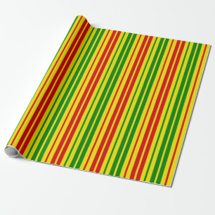 Geel Rood Groen Strepen Patroon Cadeaupapier