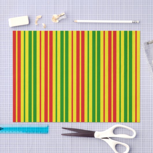 Geel Rood Groen Strepen Patroon Tissuepapier (Craft)