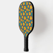 Geel Rood Hibiscus Tropische Bloemen Patroon Pickleball Paddle (Links)