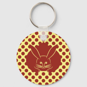 Geel Rood Japans Konijn Mon Oosters Sleutelhanger
