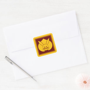  Geel Rood Japans Konijn Mon Oosters Vierkante Sticker