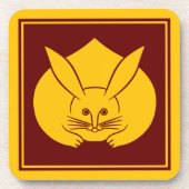 Geel Rood Japans Konijn Mon Oosterse Kunst Bier Onderzetter (Voorkant)