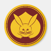 Geel Rood Japans Konijn Mon Oosterse Kunst Magneet (Voorkant)