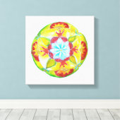 Geel Rood Mandala Waterverf Art Canvas Afdruk (Insitu (Houten vloer))