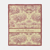  geel rood meer toile de jouy monogram fleece deken (Voorkant)