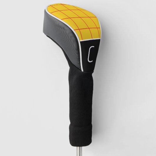 Geel & Rood Minimaal Eenvoudig Geplakt Patroon Pri Golfheadcover (Schuin)