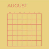 Geel Rood Ongedateerde Augustus Kalender voor Plan Sticker (Voorkant)