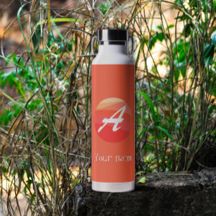 Geel rood oranje Monogram Initiaal A Waterfles