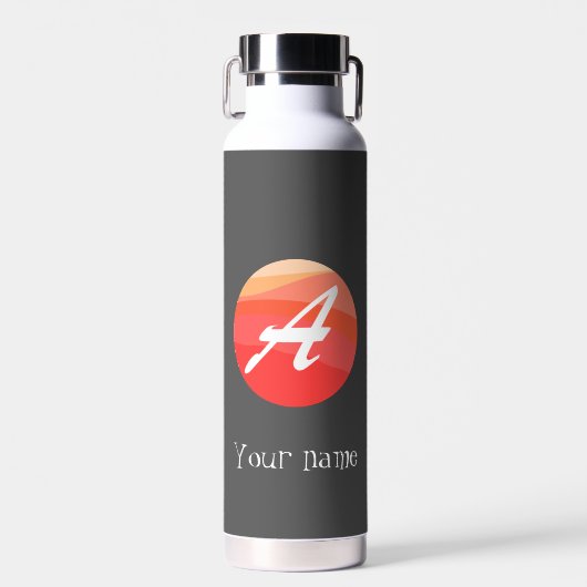 Geel rood oranje Monogram Initiaal A Waterfles (Voorkant)