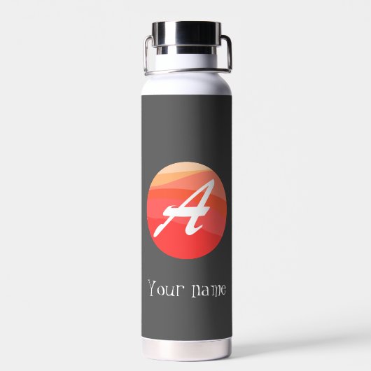 Geel rood oranje Monogram Initiaal A Waterfles (Achterkant)