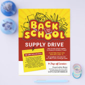 Geel & Rood Plezier Terug naar School Supply Drive Flyer (Enkel)