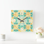 Geel & rood Quilting-stijl wandklok (Huis)