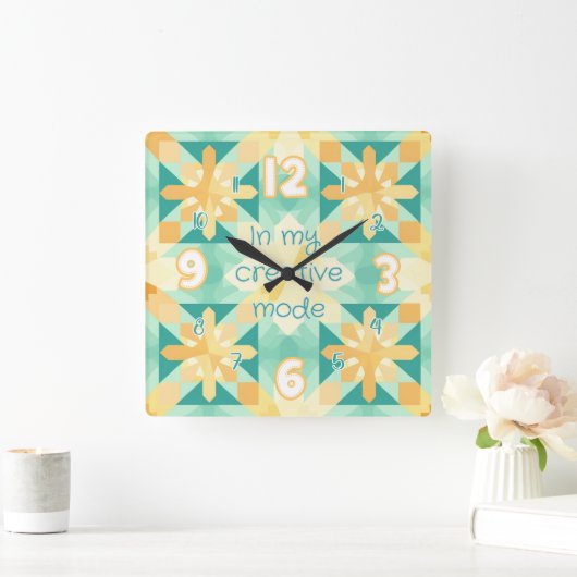 Geel & rood Quilting-stijl wandklok (Huis)