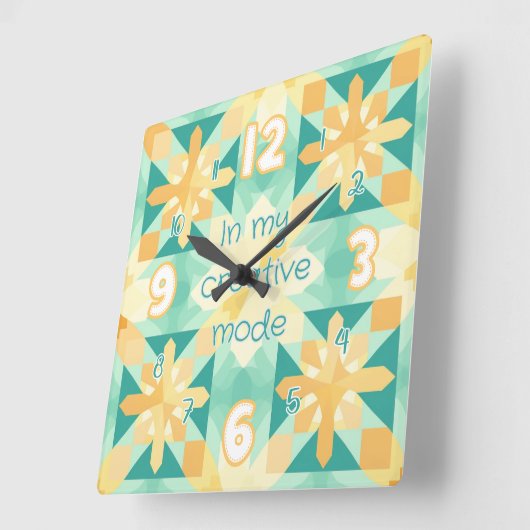 Geel & rood Quilting-stijl wandklok (Hoek)