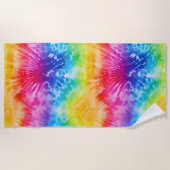Geel, Rood, Roze, Paarse, Aqua Tie Dye Strandlaken (Voorkant)