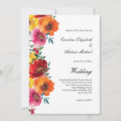 Geel Rood Roze Sinaasappel Waterverf Bloemen Bruil Kaart (Voorkant)