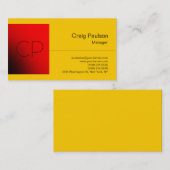 Geel Rood Square Chic Monogram Visitekaartje (Voorkant / Achterkant)