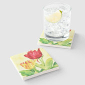 Geel Rood  Stijl Tulp Bloem Art Onderzetter (Zijkant)