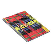 Geel & rood tartan geruit monogram naam notitieboek (Rechterzijde)