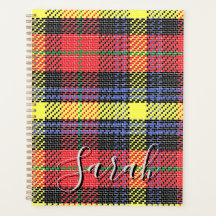 Geel & Rood Tartan Geruit Monogram Naam