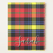 Geel & Rood Tartan Geruit Monogram Naam Planner (Achterkant)