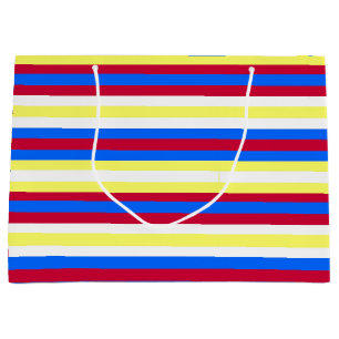 Geel, rood, wit en blauwe strepen large cadeautasje