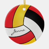 Geel, rood, wit en zwart — Volleybal personalisere Keramisch Ornament (Voorkant)