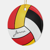 Geel, rood, wit en zwart — Volleybal personalisere Keramisch Ornament (Links)