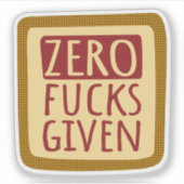 Geel Rood Zero F*s gegeven Sticker (Voorkant)
