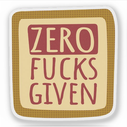 Geel Rood Zero F*s gegeven Sticker (Voorkant)