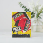 Geel Rood Zwart Abstracte mixed media collage Briefkaart (Staand voorkant)