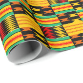 Geel rood zwart comb Kente-omslagpapier Cadeaupapier (Rol Hoek)