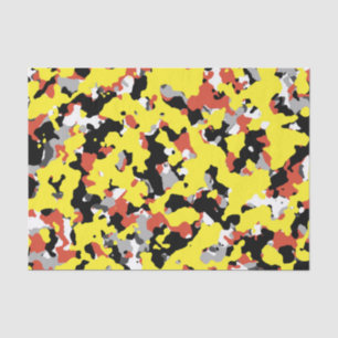 Geel Rood Zwart Grijs Camouflage Camo Feestje Tissuepapier