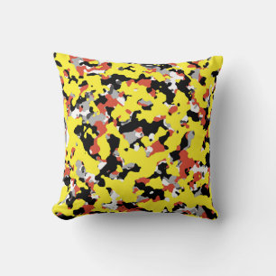 Geel Rood Zwart Grijs Camouflage Camo Patroon Kussen