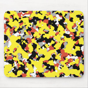 Geel Rood Zwart Grijs Camouflage Camo Print Muismat