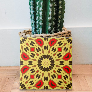 Geel Rood Zwart Oosters Mozaïek Geometrisch Patroo Tegeltje