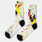 Geel rood zwart schilderplaatje sokken (Links)