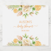 Geel Roos Bloemige Groene Meisje Baby Shower Bier Etiket (Enkel label)