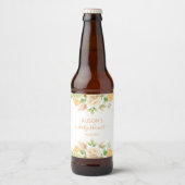 Geel Roos Bloemige Groene Meisje Baby Shower Bier Etiket (Voorkant)