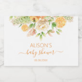 Geel Roos Bloemige Groene Meisje Baby Shower Mini Sparkling Wijnetiket (Enkel label)