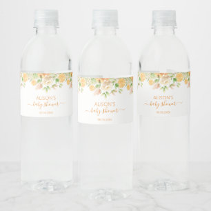 Geel Roos Bloemige Groene Meisje Baby Shower Waterfles Etiket