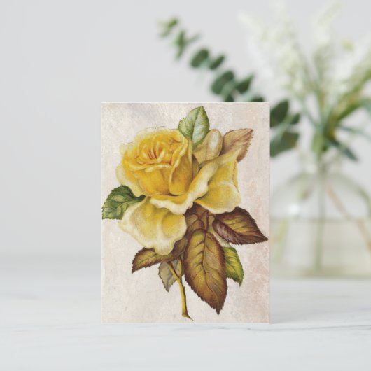Geel  Roos Briefkaart (Staand voorkant)