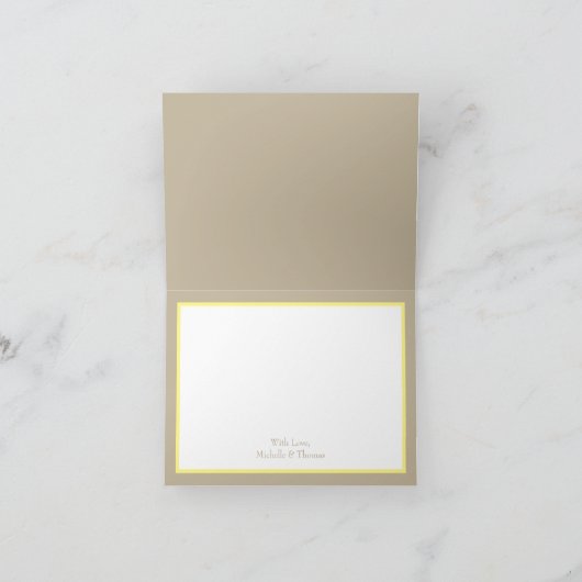 Geel  Roos Elegant Wedding Bedankkaart (Binnen)